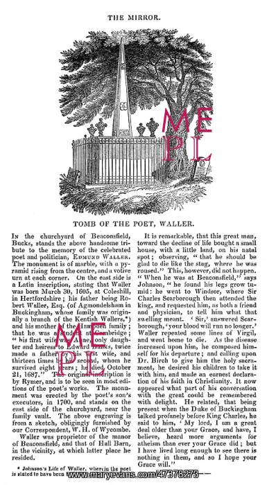 : EDMUND WALLER'S TOMB : EDMUND WALLER'S TOMB