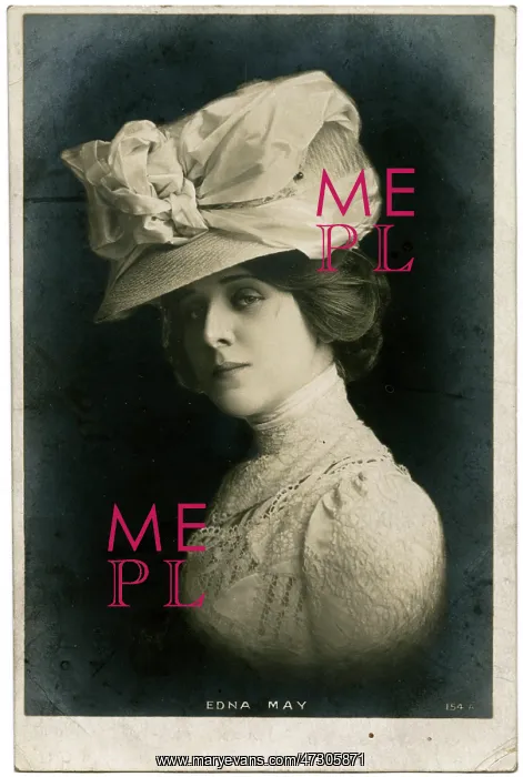  : Edna May (1878 - 1948), Actress, wearing a large hat