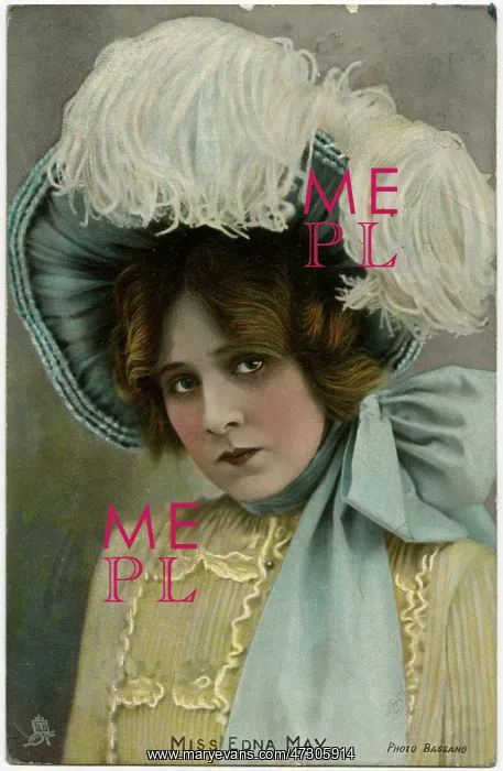 : Edna May (1878 - 1948), American Actress, wearing an enormous feathered : Edna May (1878 - 1948), American Actress, wearing an enormous feathered
