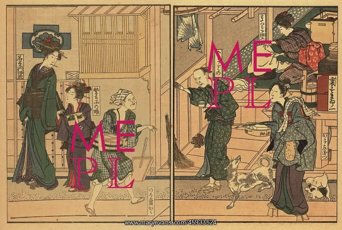 : Edo street scene, 18th century : Edo street scene, 18th century
