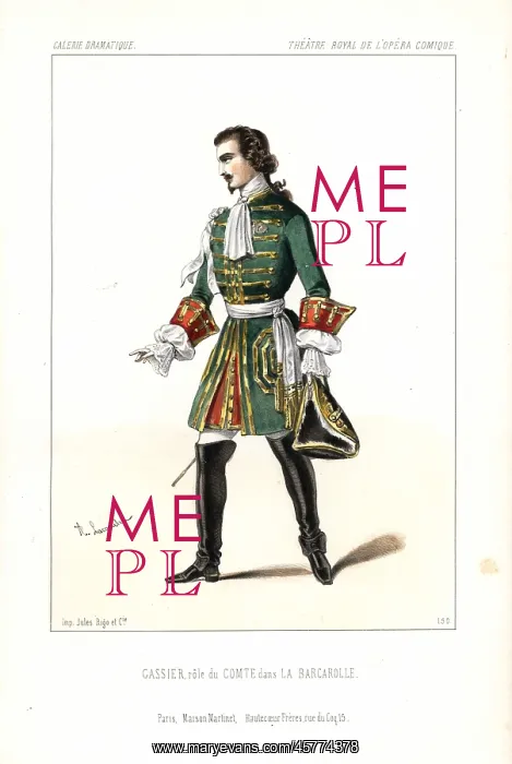 : Edouard Gassier as the Comte in La Barcarolle, 1845 : Edouard Gassier as the Comte in La Barcarolle, 1845