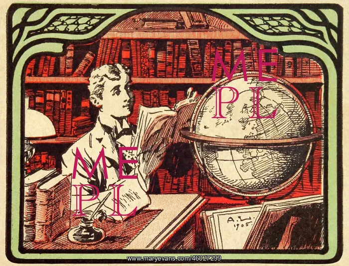  : education, man in library, Germany, 1905