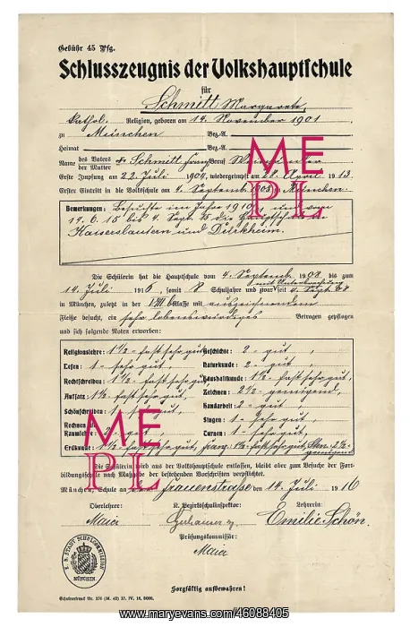 : education, school, school report for Margarete : education, school, school report for Margarete