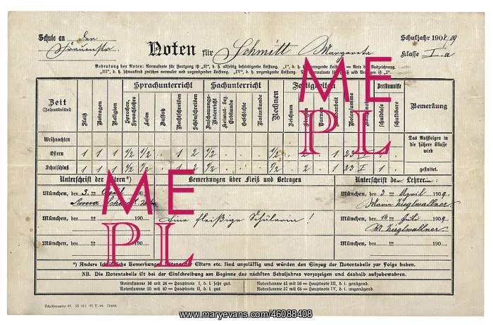 : education, school, school report for Margarete : education, school, school report for Margarete