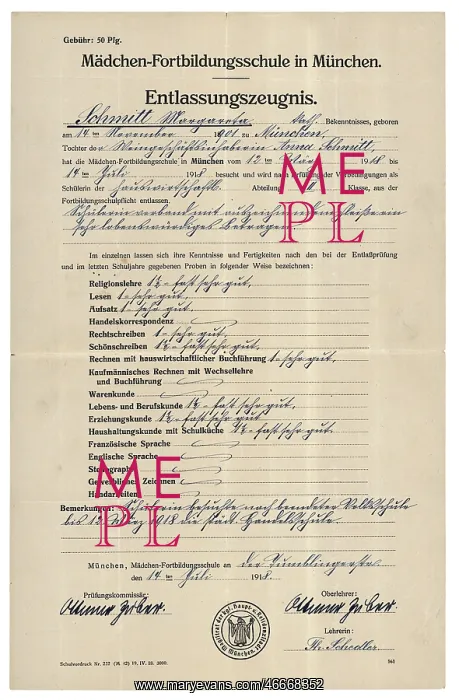 : education, school, school report for Margarete : education, school, school report for Margarete
