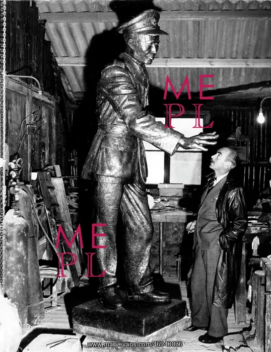 : Edward Bainbridge Copnall with one of his sculptures : Edward Bainbridge Copnall with one of his sculptures