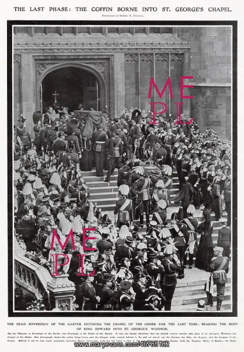 : Edward VII's coffin borne into St George's Chapel : Edward VII's coffin borne into St George's Chapel