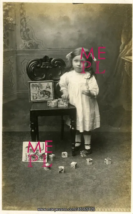 : Edwardian Child with Toy Bricks : Edwardian Child with Toy Bricks