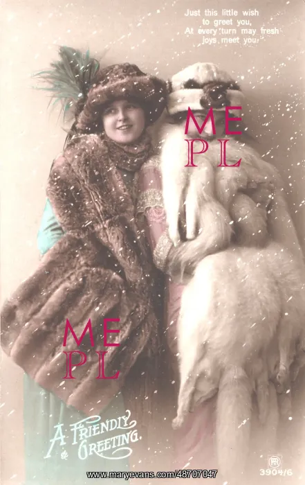 : Edwardian Christmas greeting postcard : Edwardian Christmas greeting postcard
