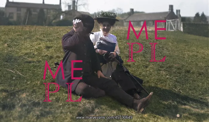 : Edwardian couple in field : Edwardian couple in field