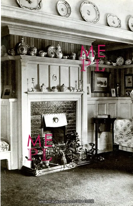 : Edwardian fireplace with ornaments : Edwardian fireplace with ornaments