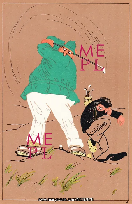 : Edwardian golfer taking a swipe : Edwardian golfer taking a swipe