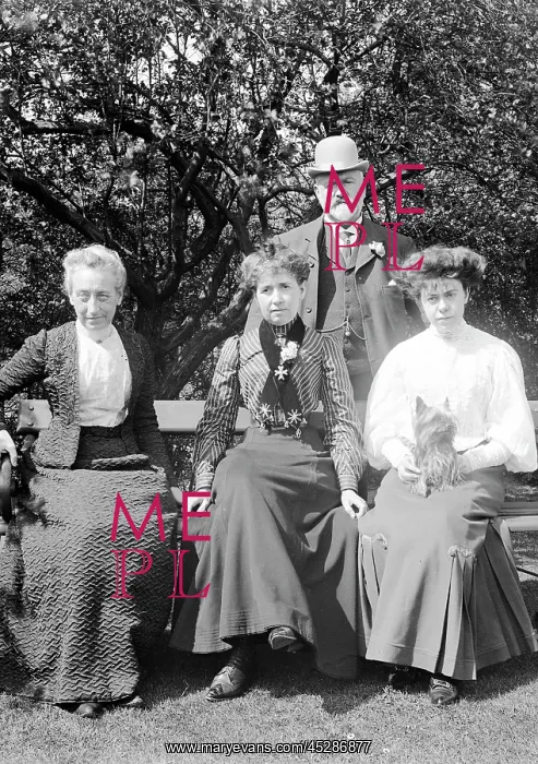 : Edwardian group in garden : Edwardian group in garden