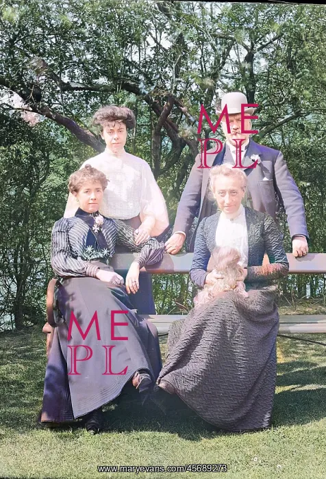 : Edwardian group in garden : Edwardian group in garden