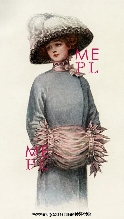: Edwardian lady with muff designed by Mrs Ralston : Edwardian lady with muff designed by Mrs Ralston