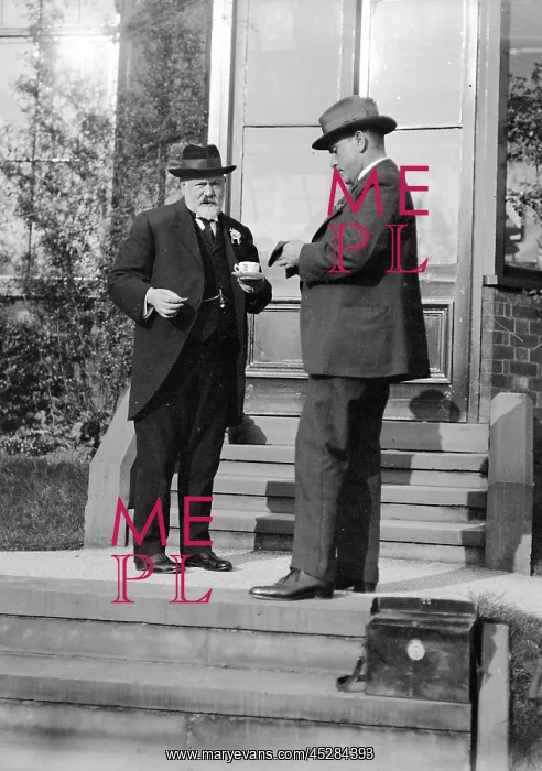 : Two Edwardian men on terrace : Two Edwardian men on terrace