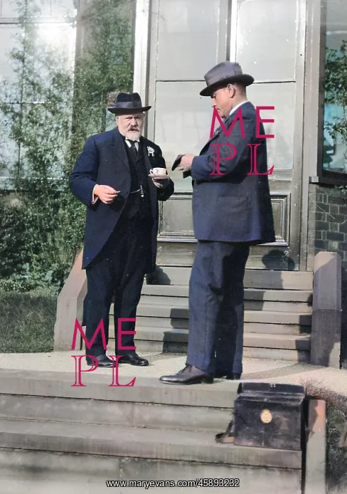 : Two Edwardian men on terrace : Two Edwardian men on terrace