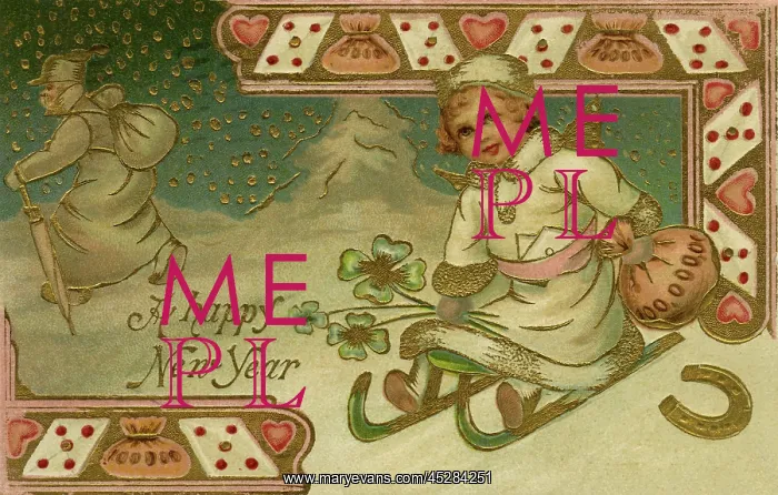 : Edwardian New Year postcard : Edwardian New Year postcard