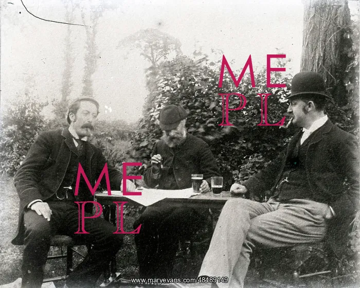 : Edwardians Drinking Beer in a Garden : Edwardians Drinking Beer in a Garden