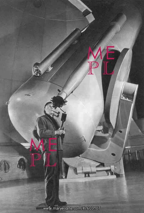 : Edwin Hubble and Telescope, Palomar Observatory : Edwin Hubble and Telescope, Palomar Observatory