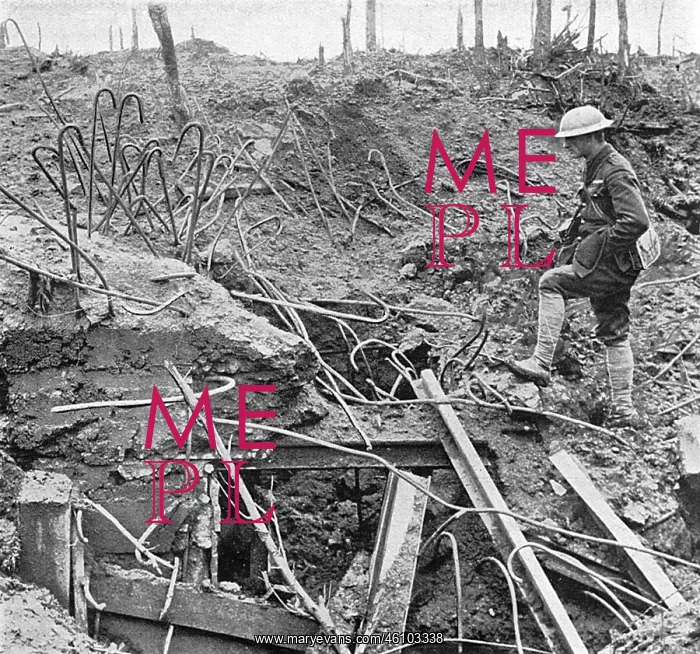 : Effect of British shell on German dug out, WWI : Effect of British shell on German dug out, WWI