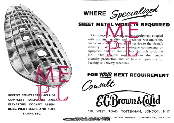 : E.G.Brown Aeronautical Engineers & Sheet Metal Workers : E.G.Brown Aeronautical Engineers & Sheet Metal Workers