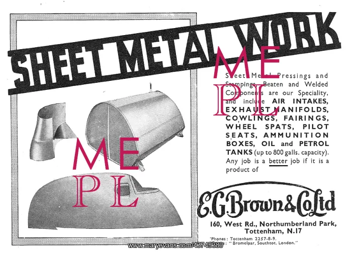 : E.G.Brown Aircraft Sheet Metal Work : E.G.Brown Aircraft Sheet Metal Work