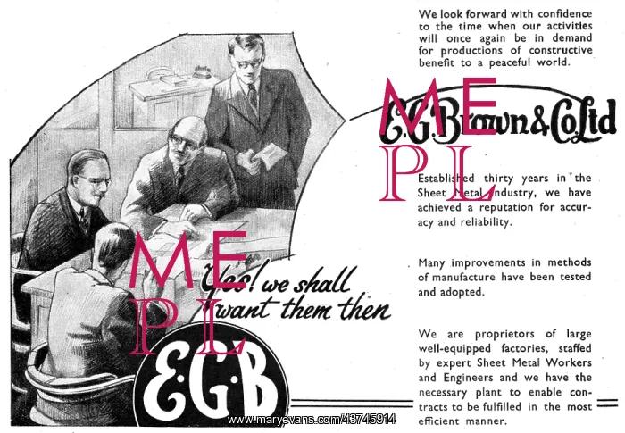  : E.G.Brown Sheet Metal Work 1944 Advert
