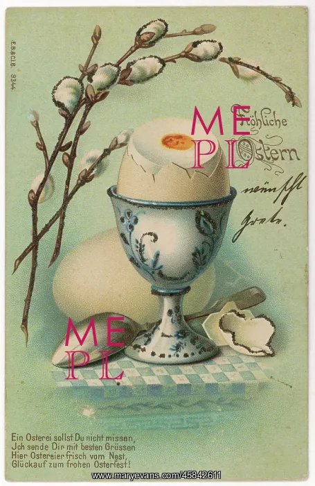 : Two eggs on an Easter greetings card : Two eggs on an Easter greetings card