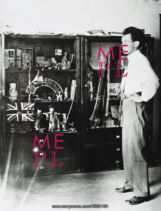 : Egon Schiele with his collection of folkloristic objects : Egon Schiele with his collection of folkloristic objects
