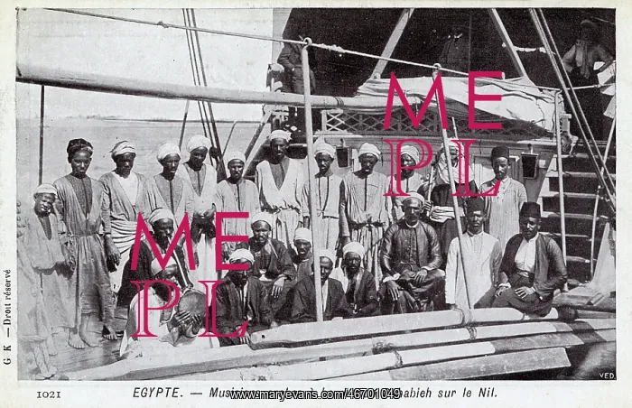 : Egypt - Arab Musicians on board a Dahabeah - River Nile : Egypt - Arab Musicians on board a Dahabeah - River Nile