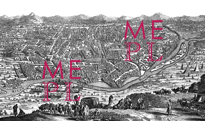 : Egypt, Cairo, city view, copper engraving to : Egypt, Cairo, city view, copper engraving to