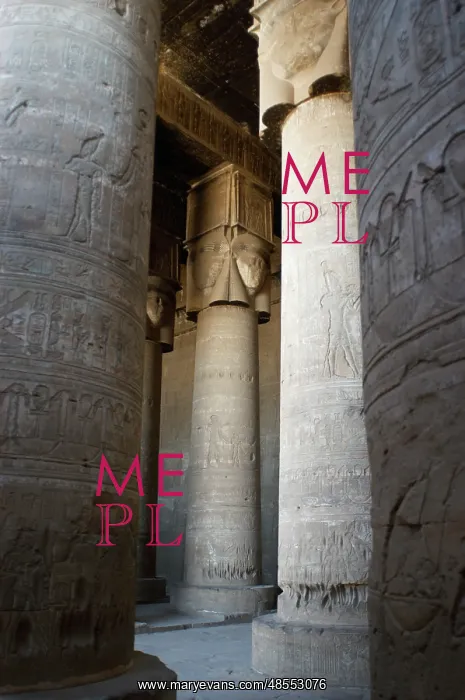 : Egypt. Dendera. Hathor Temple. Hypostyle hall with Hathoric : Egypt. Dendera. Hathor Temple. Hypostyle hall with Hathoric
