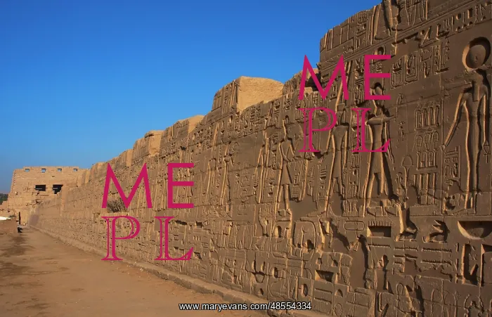 : Egyptian Art. The Karnak Temple Complex. Wall with scenes of : Egyptian Art. The Karnak Temple Complex. Wall with scenes of