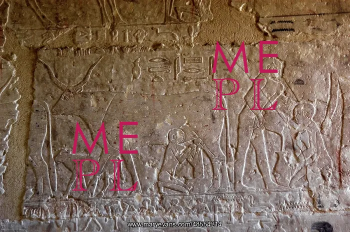  : Egyptian Art. Necropolis of Saqqara. Mastaba. Relief. Milkin