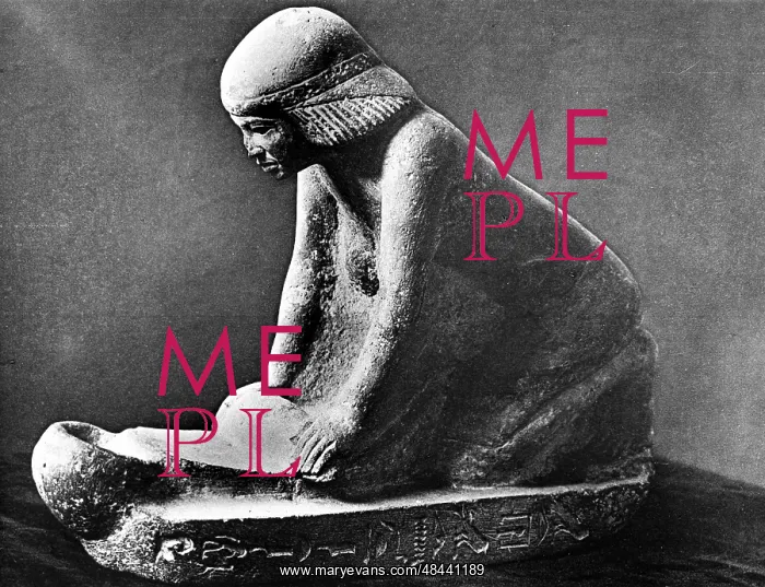 : Egyptian woman grinding corn using a saddle quern : Egyptian woman grinding corn using a saddle quern
