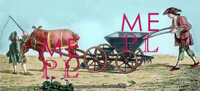: Eighteenth century. Farmer with a seed drill : Eighteenth century. Farmer with a seed drill