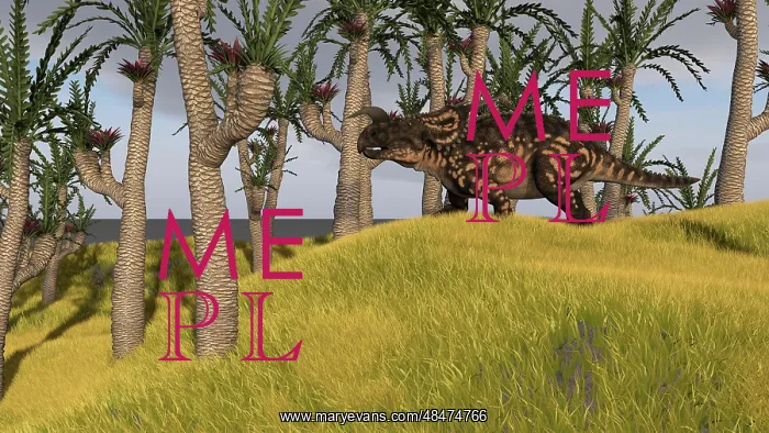 : Einiosaurus in a grassy field : Einiosaurus in a grassy field