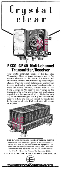 : EKCO CE 40 Multi-Channel Transmitter / Receiver. 1950 : EKCO CE 40 Multi-Channel Transmitter / Receiver. 1950