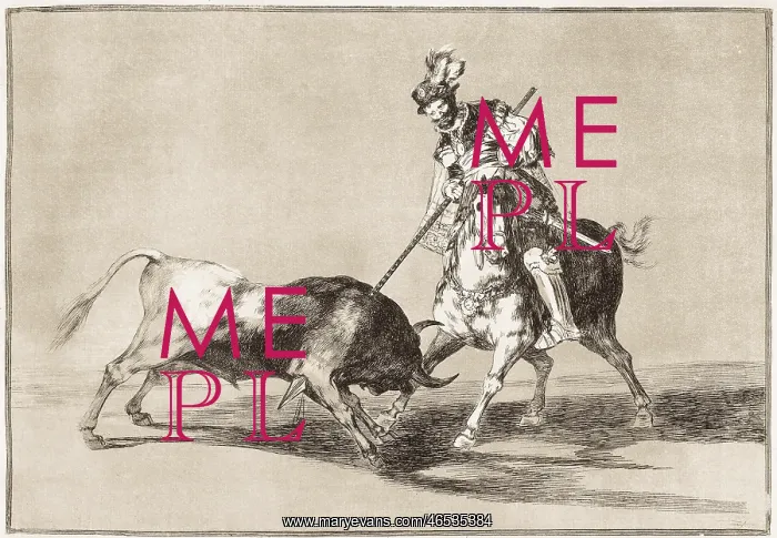 : El Cid spearing another bull : El Cid spearing another bull