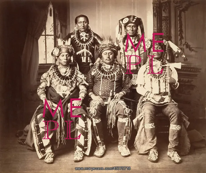 : Elaborately dressed Otoe delegation of five : Elaborately dressed Otoe delegation of five