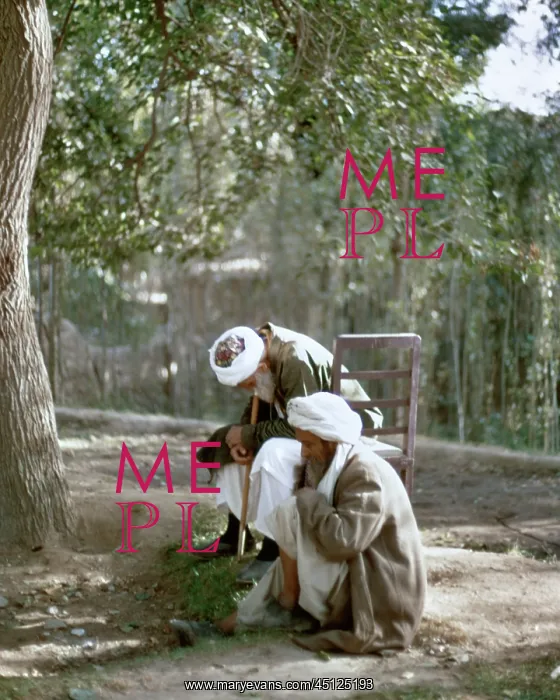 : Two Elder Afghani Men Sitting in Shade of A Tree : Two Elder Afghani Men Sitting in Shade of A Tree