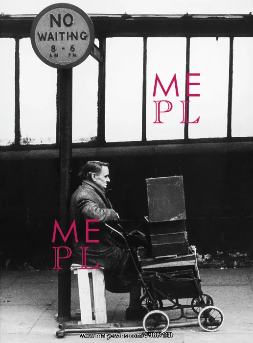 : Elderly disabled man sits alone beneath a No Waiting sign : Elderly disabled man sits alone beneath a No Waiting sign