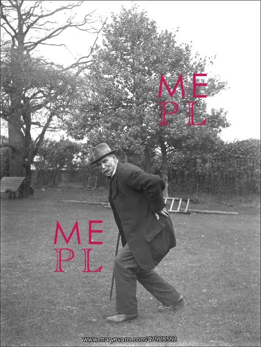 : Elderly man on a lawn in Devon : Elderly man on a lawn in Devon