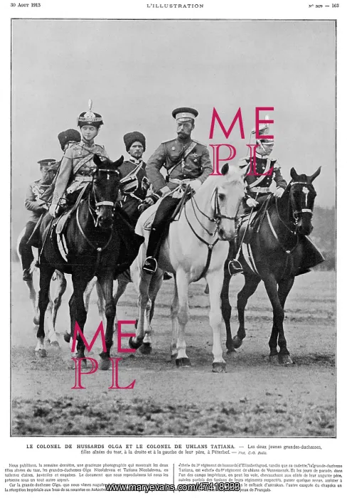 : The two eldest daughters of the Tsar on horseback : The two eldest daughters of the Tsar on horseback