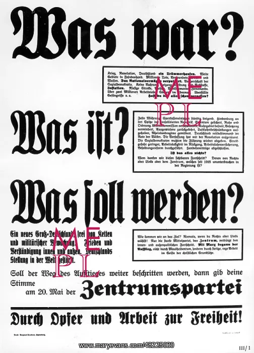 : Election poster of the Centre Party, 1928 : Election poster of the Centre Party, 1928