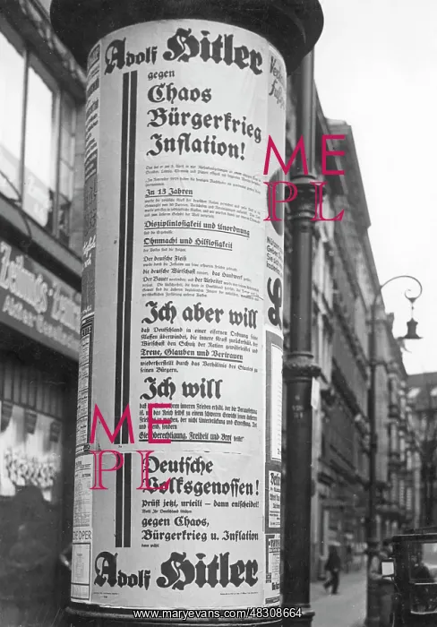 : Election poster of the NSDAP on an advertising column, 1932 : Election poster of the NSDAP on an advertising column, 1932