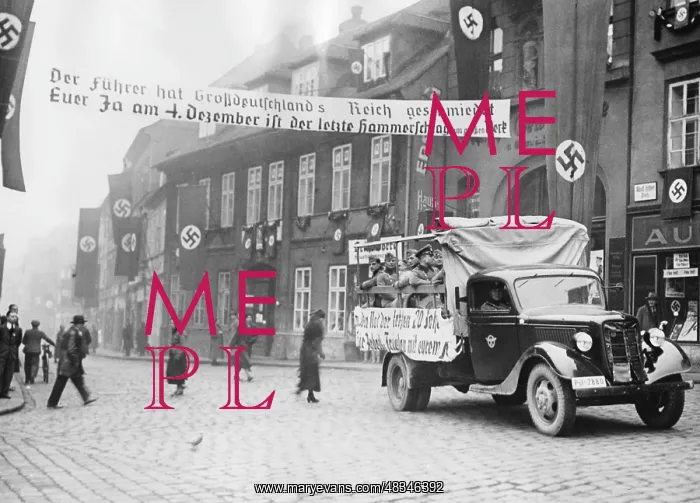 : Election propaganda in Tellnitz, 1938 : Election propaganda in Tellnitz, 1938