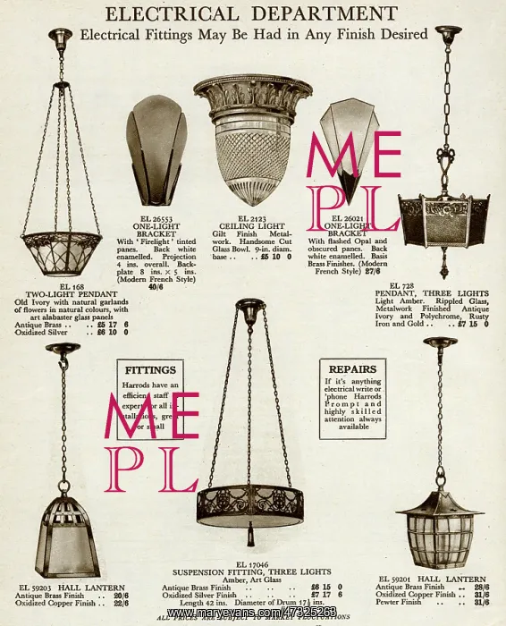 : Electric ceiling & wall lights using glass and metal 1929 : Electric ceiling & wall lights using glass and metal 1929