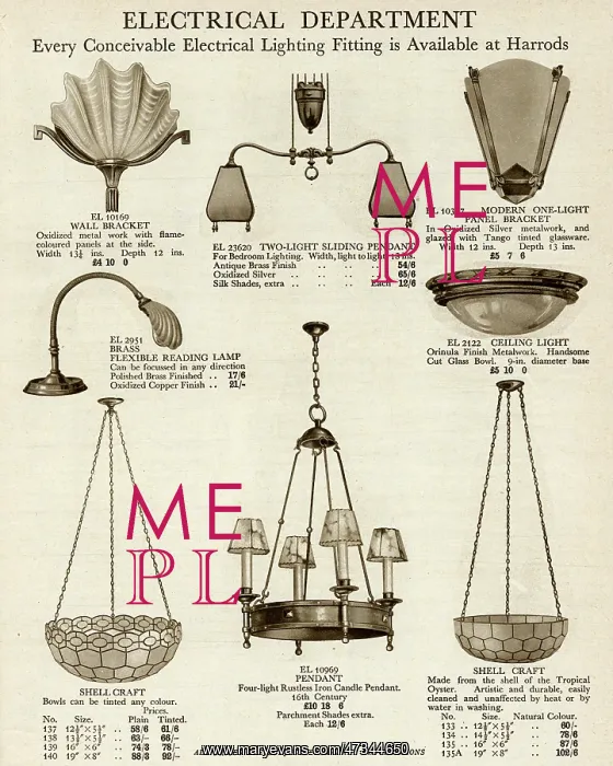 : Electric ceiling & wall lights using oyster shell 1929 : Electric ceiling & wall lights using oyster shell 1929